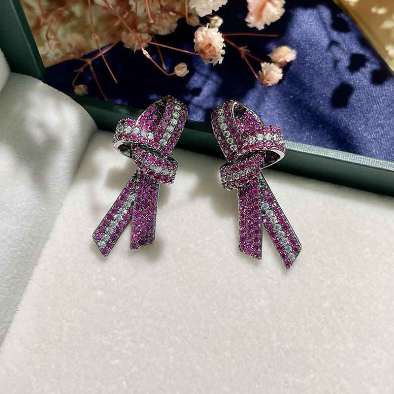 Pink White Gold Silver Solitaire Crystal Cubic Zirconia Anti Tarnish Stud Earring For Women