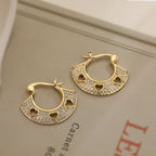 Filigree Heart Cubic Zirconia 18K Gold Anti Tarnish Hoop Earring Bulk