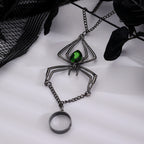 Wholesale Green Black Spider Black Rhinestone Ring-Bracelet For Women