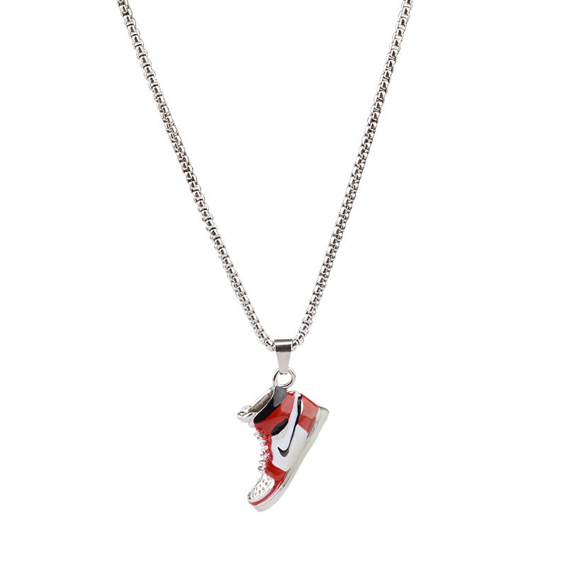 Basketball Shoe Silver Blue Red Stainless Steel Pendant Chain Bulk