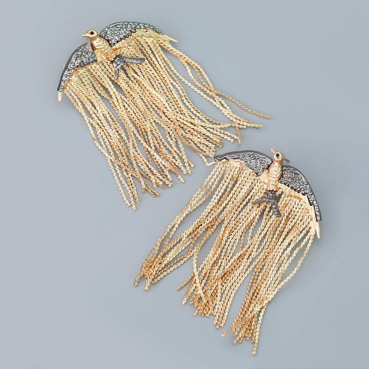 Eagle Bird 18K Gold Silver Cubic Zirconia Dangler Tassel Earring Bulk