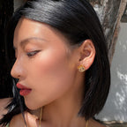 Square Filigree 18K Gold Silver Anti Tarnish Stud Earring Women Bulk