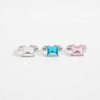 Designer Multi-Color Square Cut Silver Plated Rhinestone Toe Ring Bulk