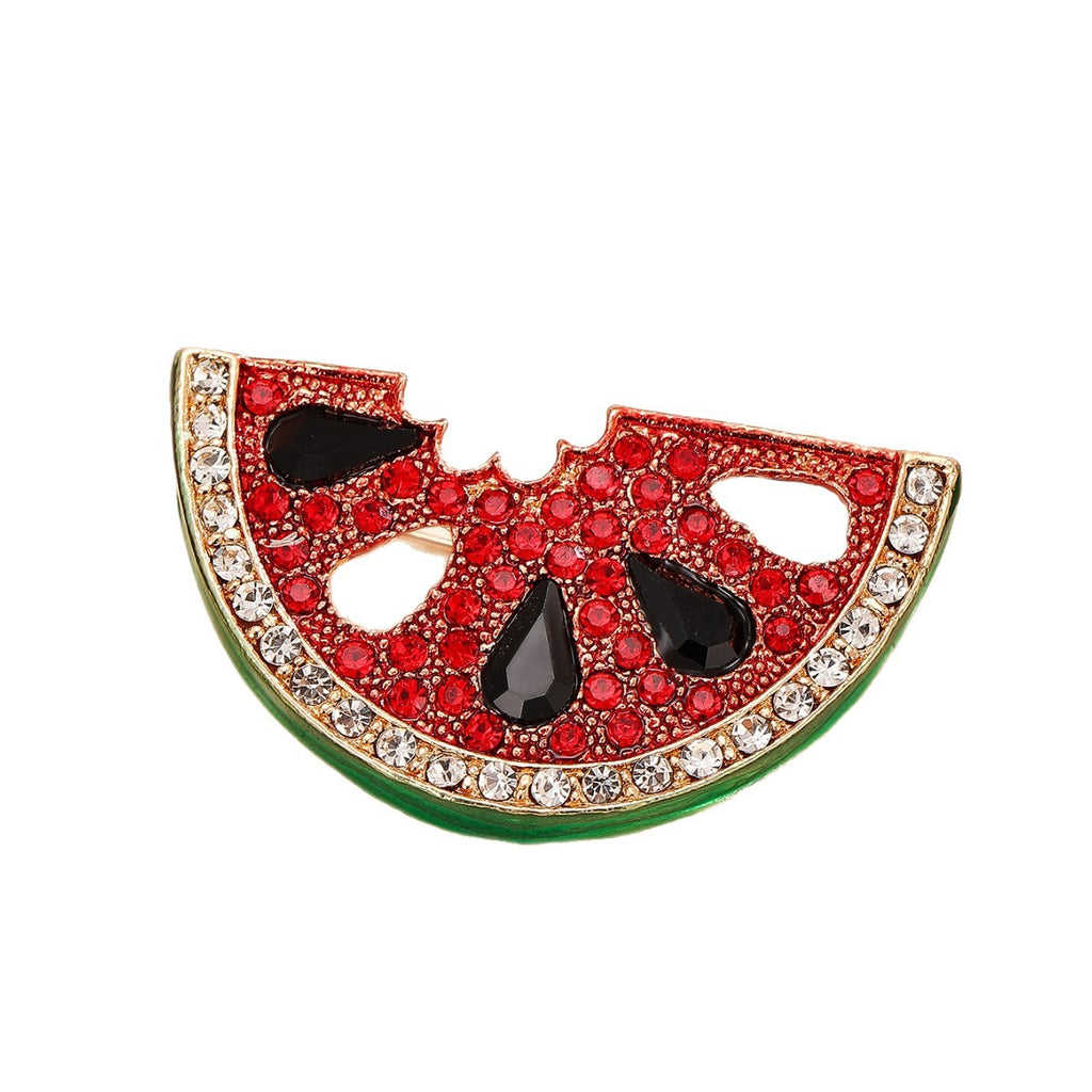Red Green Watermelon Gold Plated Enamel Brooch For Women Bulk