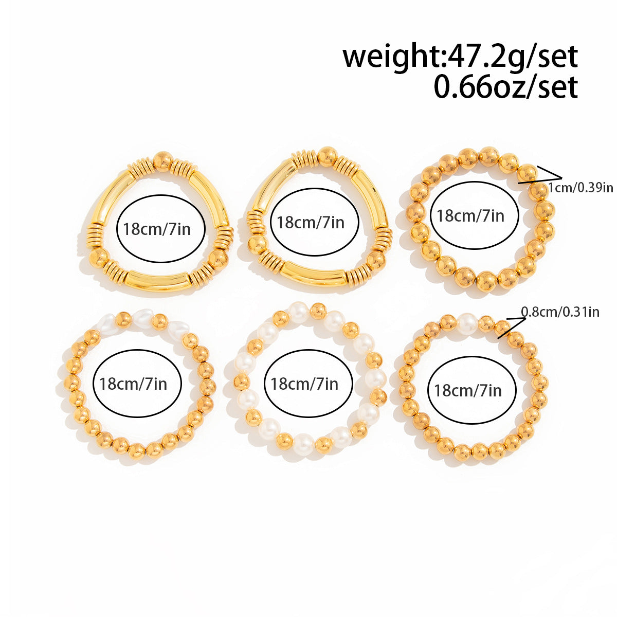 18K Gold Plated Multi-Layer Pearl Beaded Stretchable Bracelet Bulk