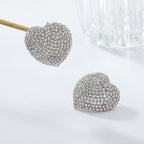 Heart Red Black Gold Silver Rhinestone Crystal Stud Earring Women Bulk