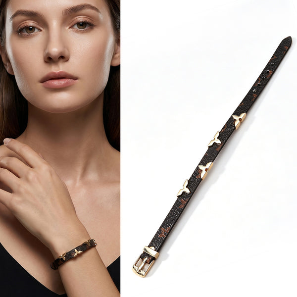 Multi Color Star Charm Gold Plated Adjustable Leather Belt Bracelet Bulk Secondary image