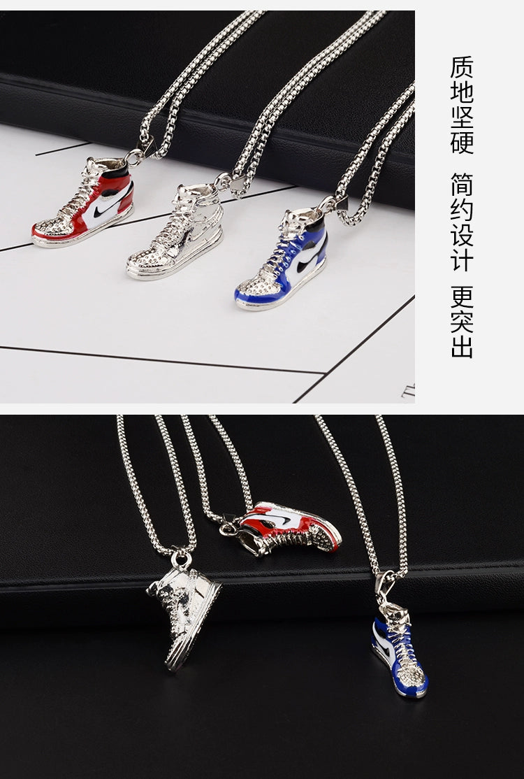 Basketball Shoe Silver Blue Red Stainless Steel Pendant Chain Bulk