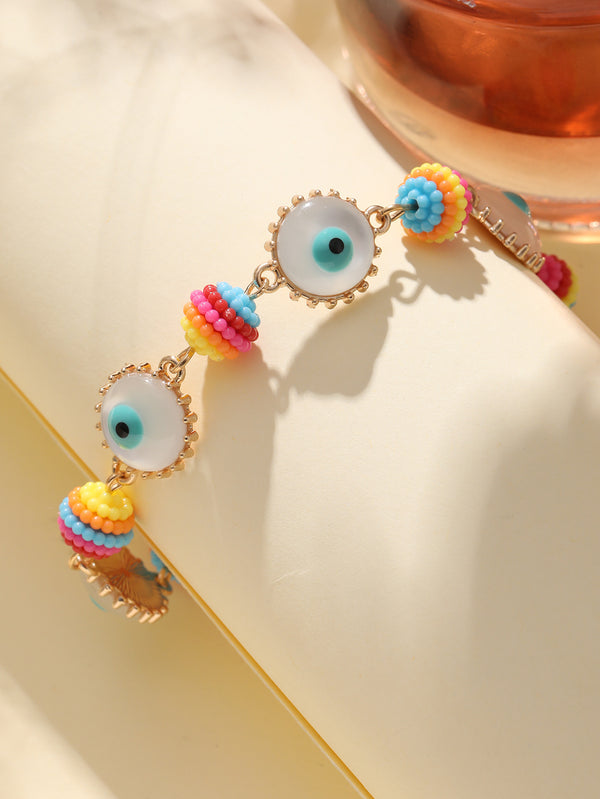 Rainbow Evil Eye 18K Gold Multicolour Handmade Beaded Bracelet Bulk Secondary image