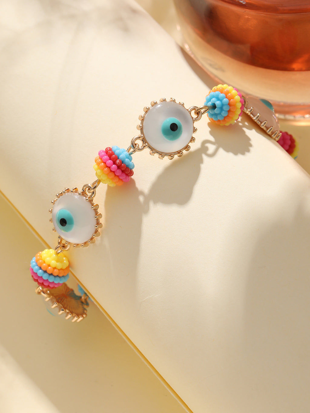 Rainbow Evil Eye 18K Gold Multicolour Handmade Beaded Bracelet Bulk