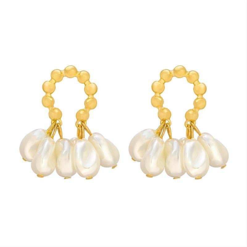 White Pearl 18K Gold Plated Dangler Drop Earring For Women Bulk
