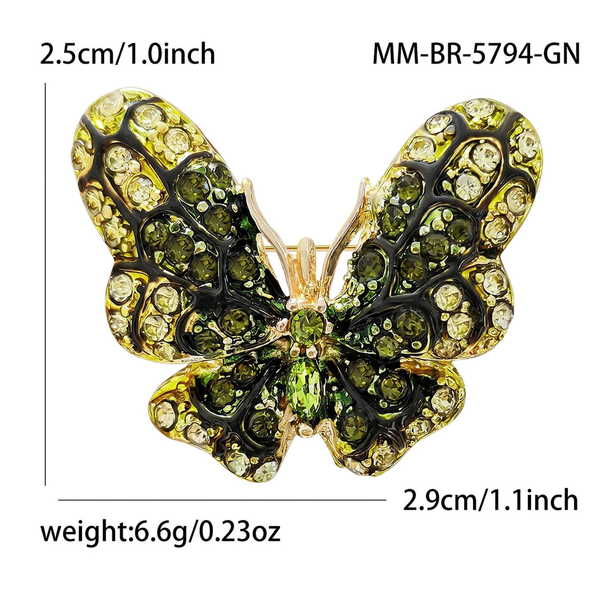 Pink Green Butterfly Gold Rhinestone Brooch For Women Bulk