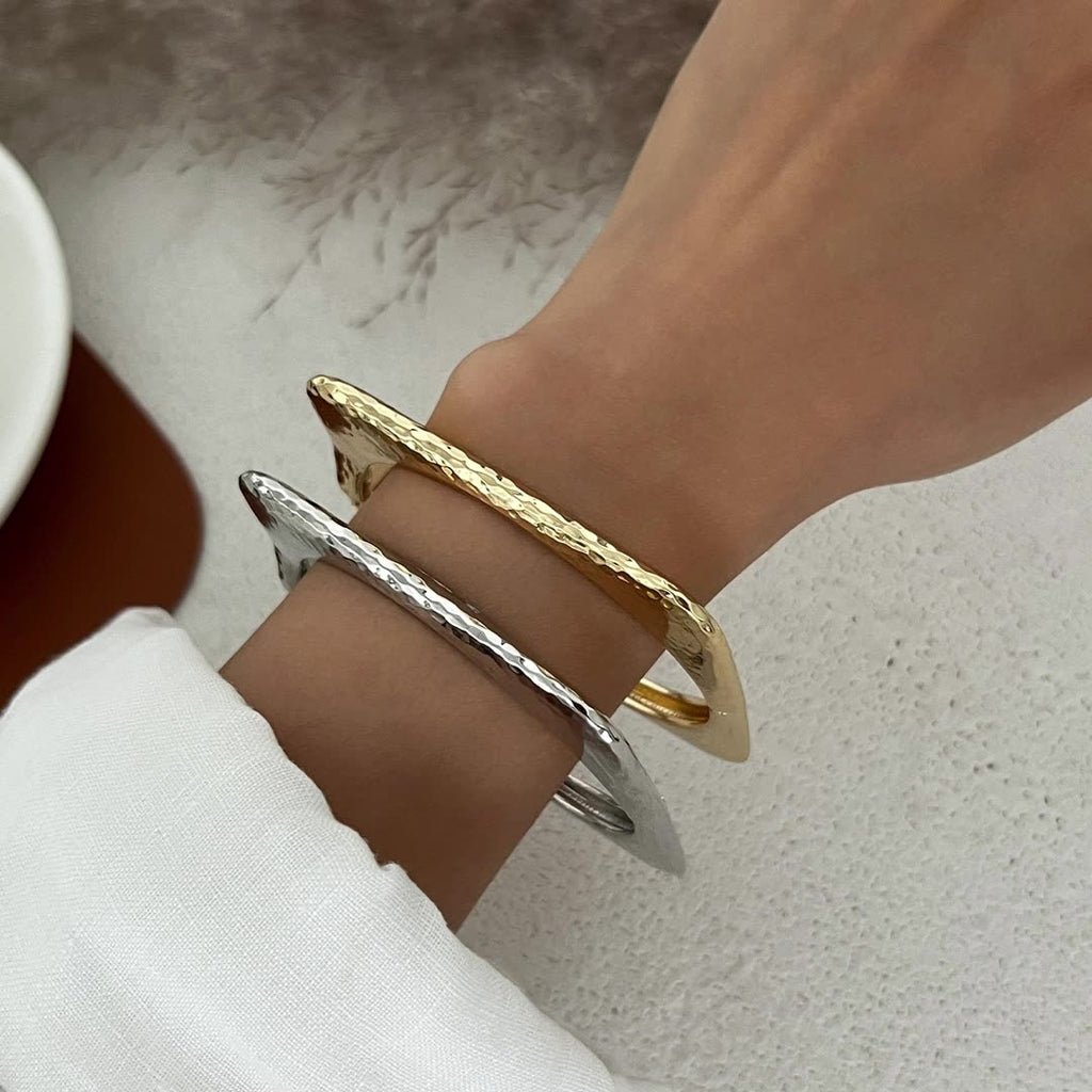Glossy Finish Square Round 18K Gold Silver Openable Kada Bracelet Bulk