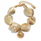Shell Multi Gemstone Beads 18K Gold Anti Tarnish Bracelet Women Bulk