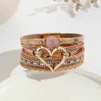 Heart Multi Layered Leather Bracelet Wrist Band For Women Bulk
