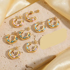 Bulk Evil Eye Gold CZ Anti Tarnish Stainless Steel Hoop Earrings