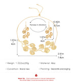 Leaf Flower 18K Gold Plated Anti Tarnish Necklace Earring Set Bulk