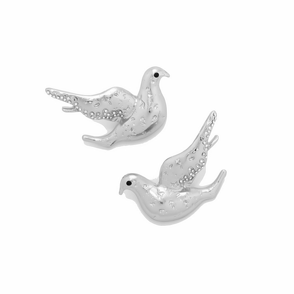 Gold Silver Dove Bird Plain Stud Earrings For Women Bulk