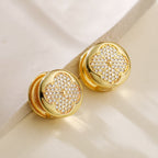 Clover Round 18K Gold Cubic Zirconia Anti Tarnish Stud Earring Bulk