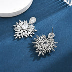 Luxury Floral CZ Silver Plated Copper Chandelier Drop Earrings Bulk