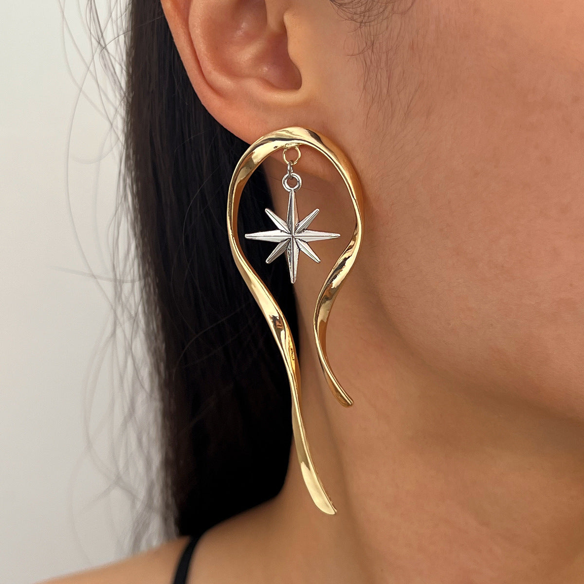 Designer Starburst Long Gold Anti Tarnish Copper Drop Earrings Bulk
