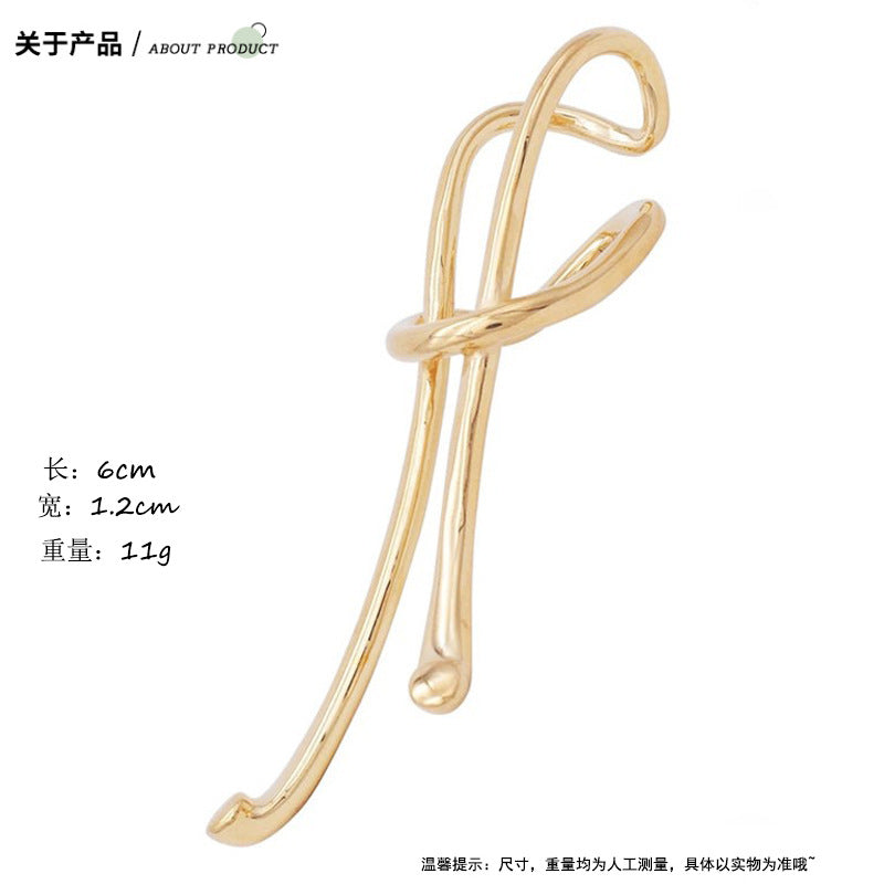 Long Dual Layer 18K Gold Anti Tarnish Ear Clip Dangler Earring Bulk