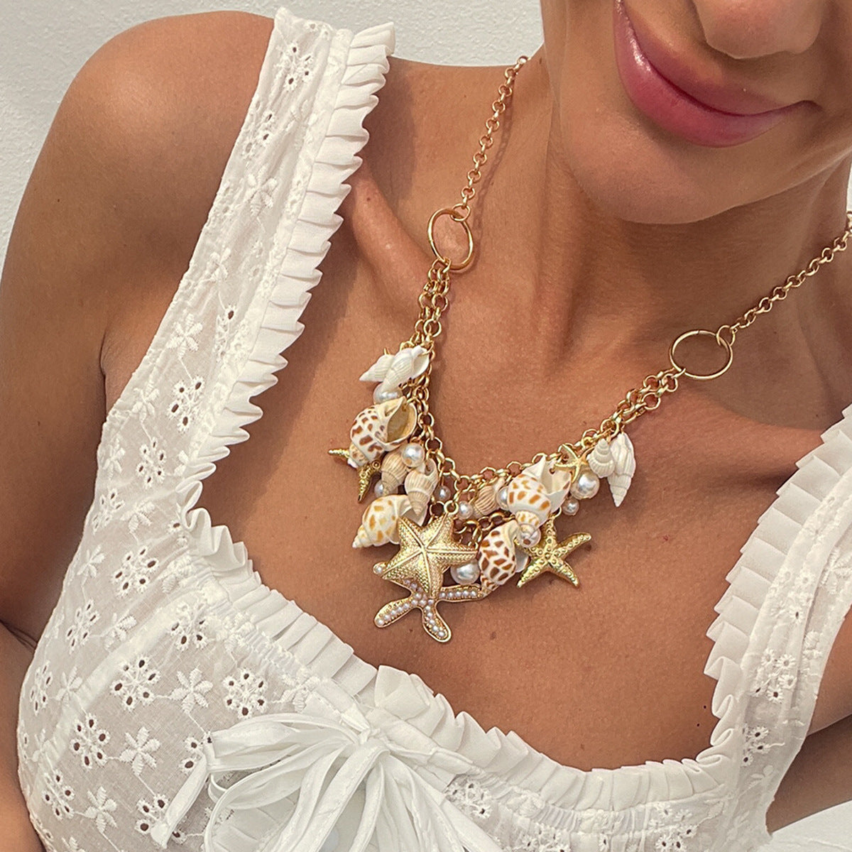 Star Fish Conch Beach Shell Clavicle 18K Gold Necklace Bracelet Bulk
