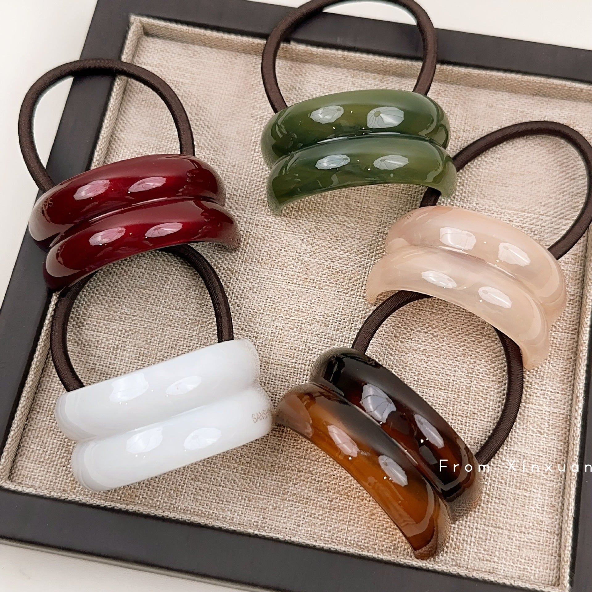 Acrylic White Green Red Beige Brown Hair Band Rubber Band Hair Accessories For Women Kids Main image