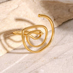 Abstract Spiral Gold Anti Tarnish Stainless Steel Free Size Ring Bulk