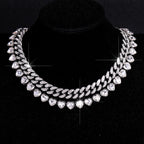 Silver Heart Curb Chain Silver Rhinestone Necklace For Women Bulk