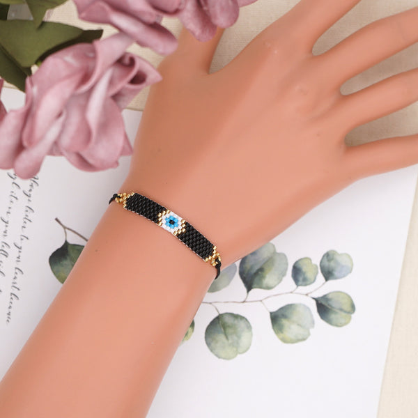 Black Evil Eye Gold Plated Thread Bracelet  For Women Bulk Main image
