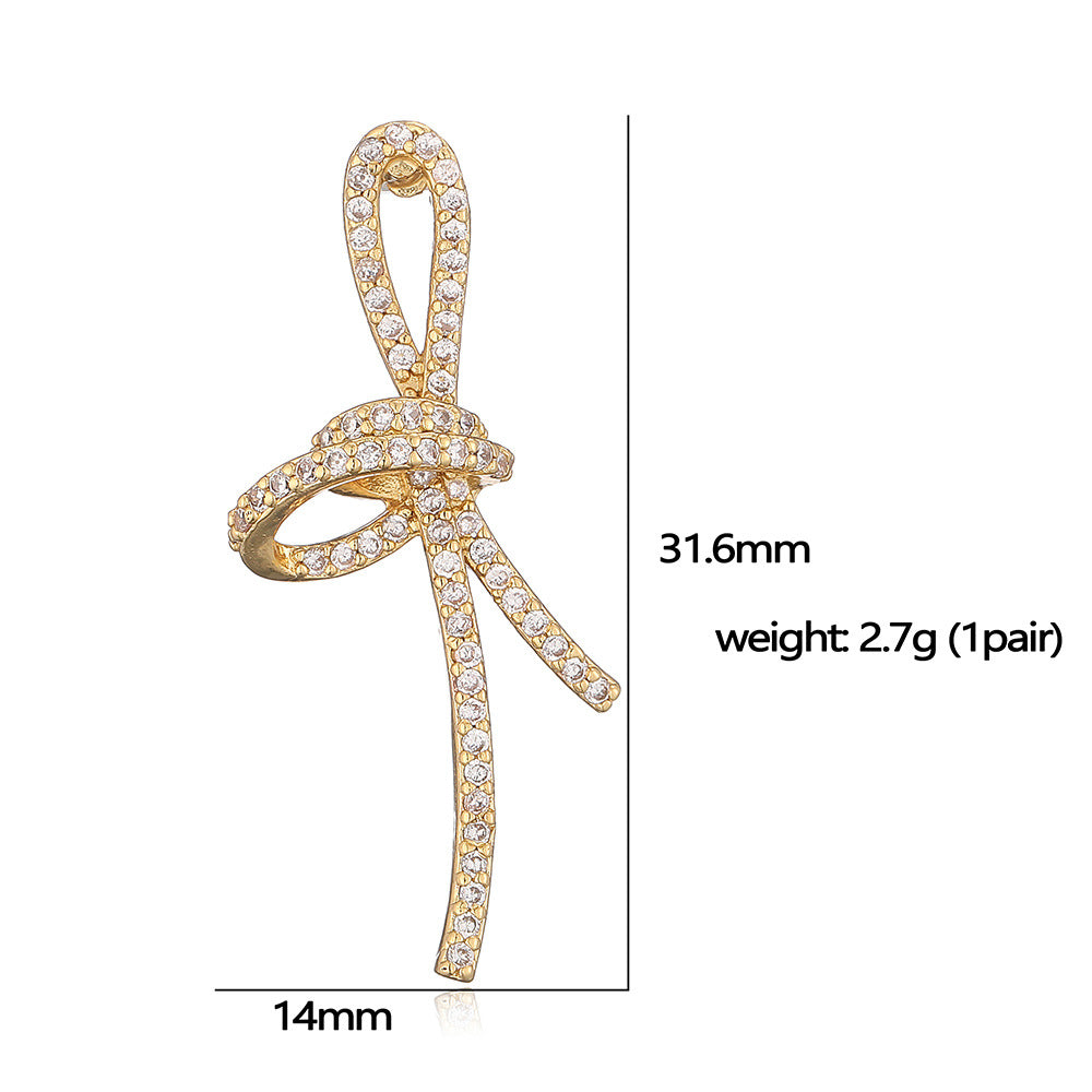 Bow Knot Gold Silver CZ Anti Tarnish Necklace Earrings Set Bulk
