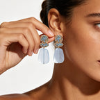 Multi Color Floral Gold Crystal Dangler Earrings For Women Bulk