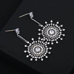 Luxury Snowflake Silver Plated CZ Anti Tarnish Copper Drop Earrings Bulk