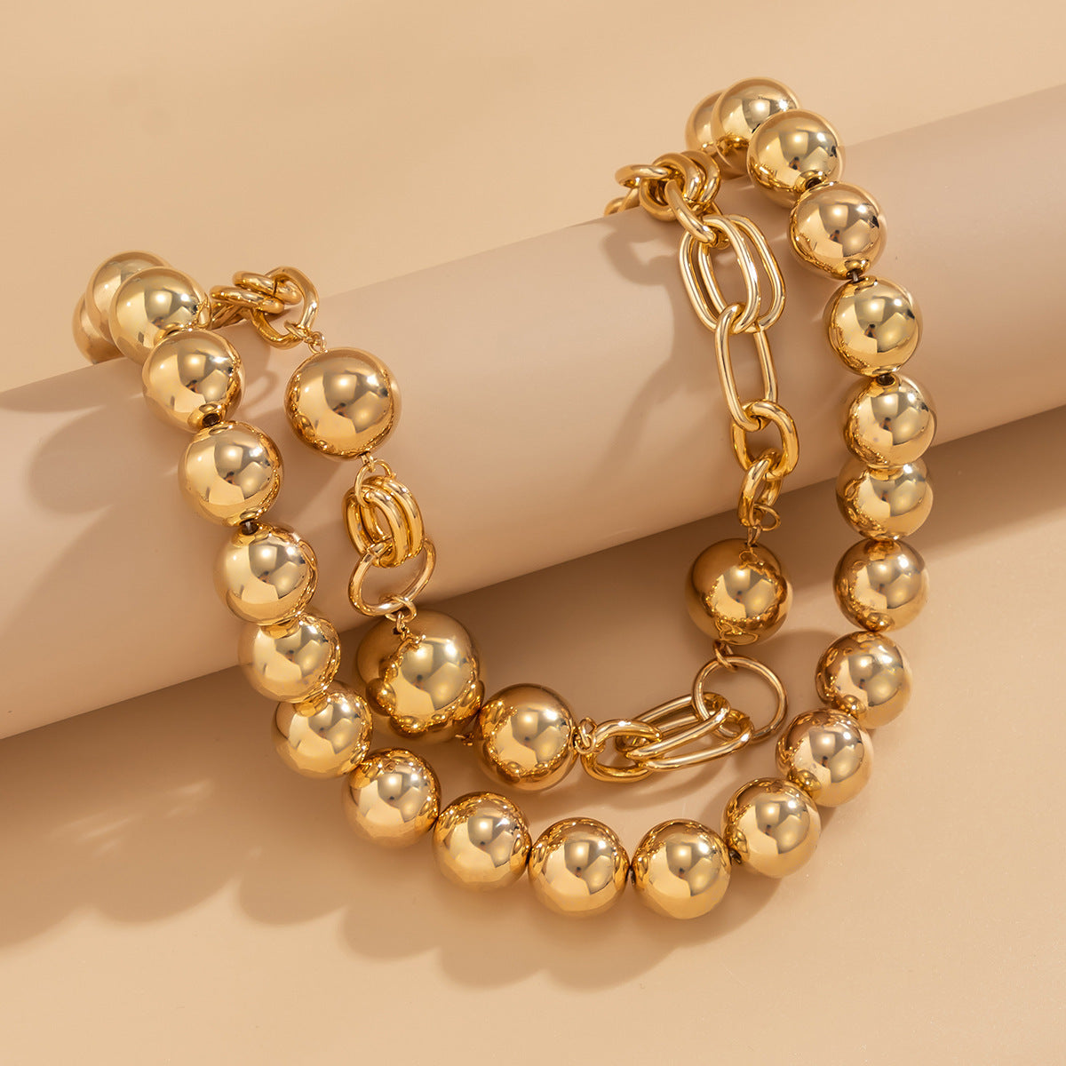 Ball 18K Gold Silver Pearl Anti Tarnish Dual Layer Necklace Women Bulk Main image