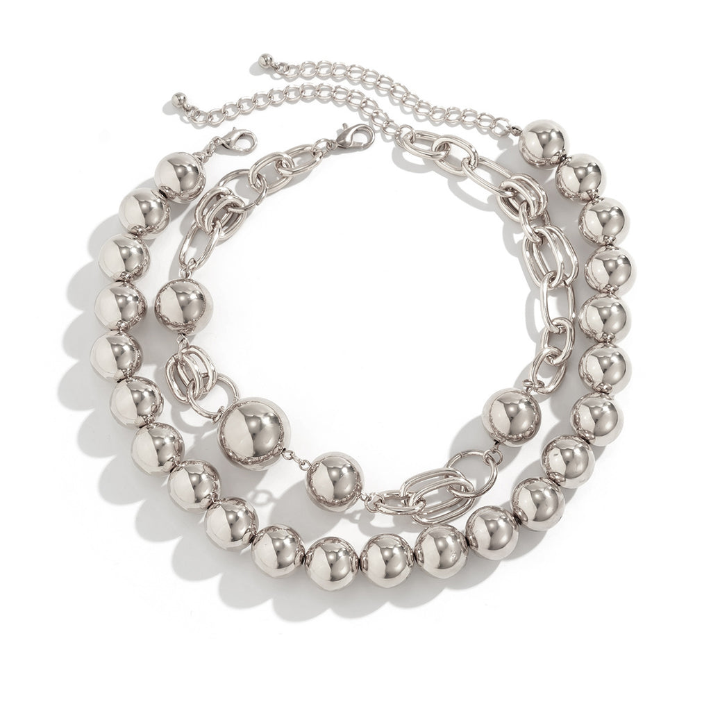 Ball 18K Gold Silver Pearl Anti Tarnish Dual Layer Necklace Women Bulk