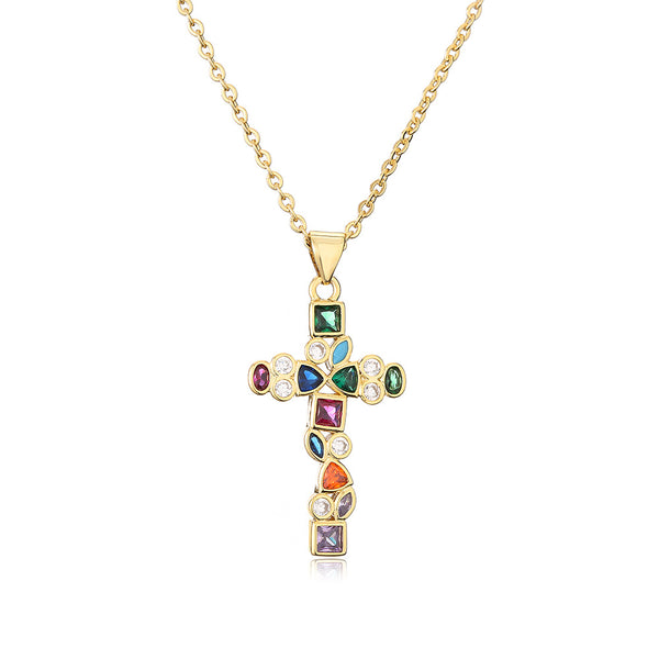 Rosery Cross Over Rainbow 18K Gold Plated Anti Tarnish Necklace Pendant Chain For Women Secondary image