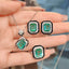 Emerald Green Black Silver Cubic Zirconia Anti Tarnish Pendant Chain Earring Ring Set For Women