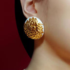 White Black Flower Gold Plated Anti Tarnish Copper Stud Earrings Bulk