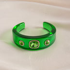 Multi Color Statement Chunky Gold Rhinestone Resin Bangle For Women Bulk