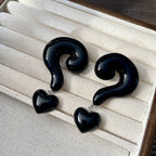 Question Mark Heart Enamel 18K Gold Red Black Anti Tarnish Dangler Drop Earring For Women