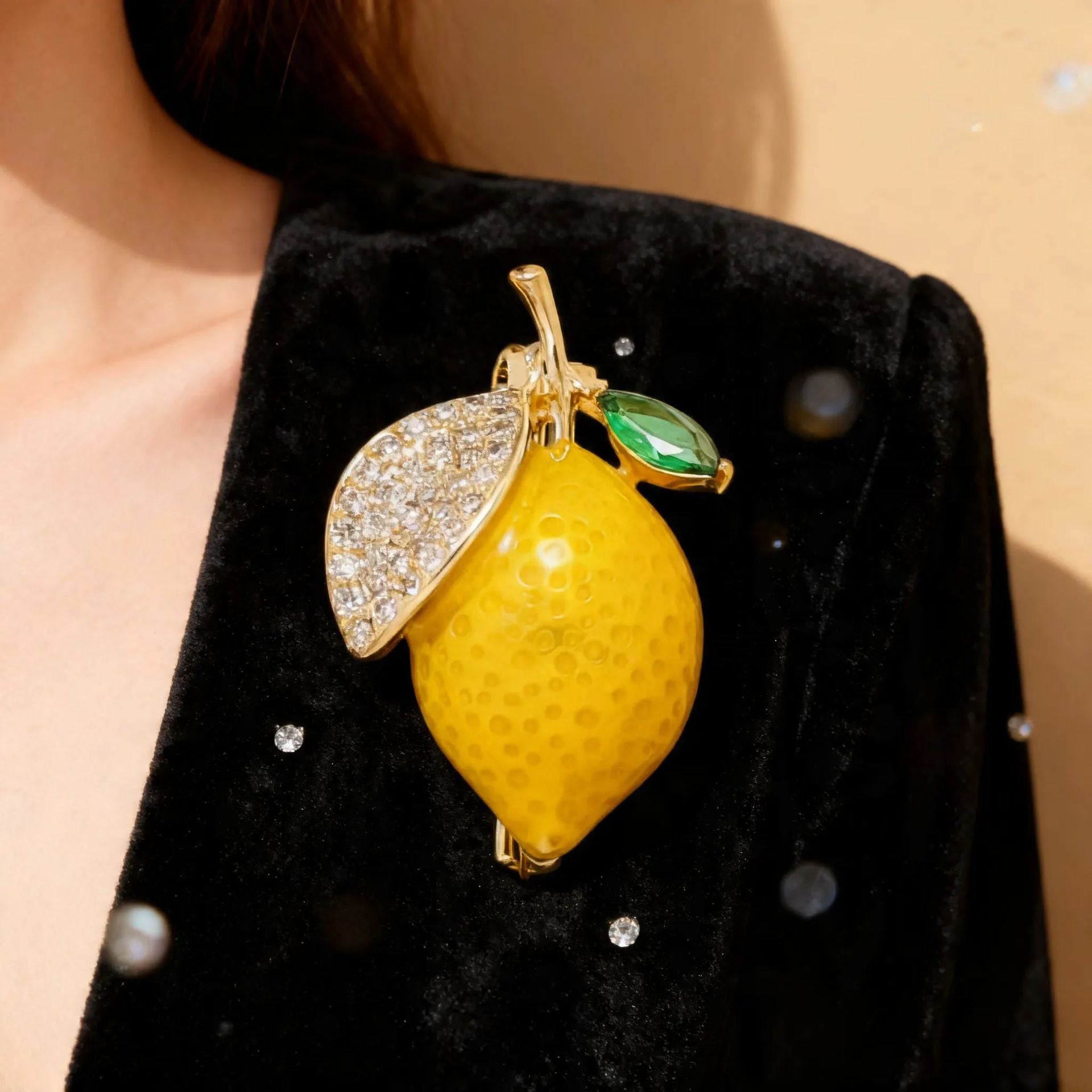 Yellow Lemon Gold Cubic Zirconia Copper Anti Tarnish Brooch Women Bulk Main image