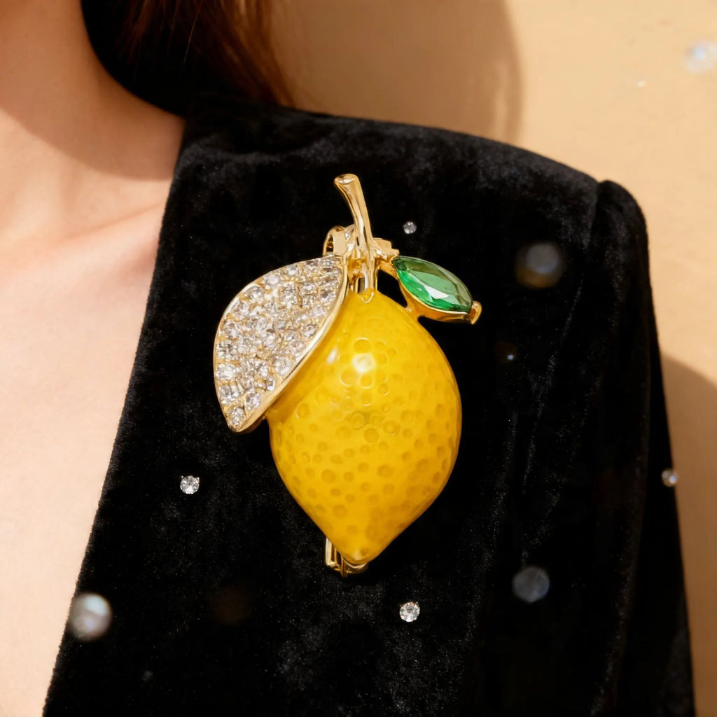 Yellow Lemon Gold Cubic Zirconia Copper Anti Tarnish Brooch Women Bulk