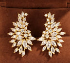 Premium Marquise Cut Leaf Gold Silver CZ Copper Stud Earrings Wholesale