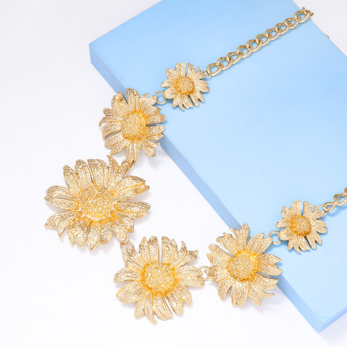 Floral Flower Yellow Gold Anti Tarnish Necklace Clavicle Chain Bulk Secondary image