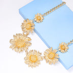 Floral Flower Yellow Gold Anti Tarnish Necklace Clavicle Chain Bulk