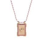 Heart Love CZ 18K Gold Pink Thread Anti Tarnish Necklace Pendant Bulk