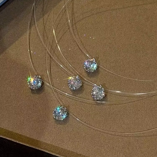 Rhinestone Solitaire CZ Anti Tarnish Necklace Pendant Chain Bulk Secondary image