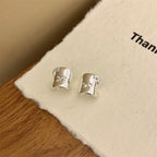 Bow Ribbon Glossy Silver Ear Cuff Earring Pair For Women Bulk