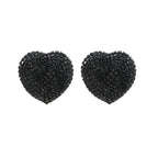 Heart Red Black Gold Silver Rhinestone Crystal Stud Earring Women Bulk